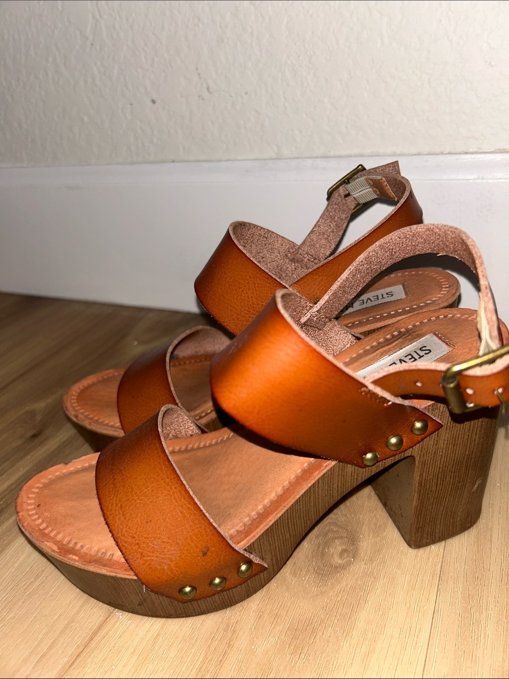 Steve Madden Leather Platform Sandals with Block Heel